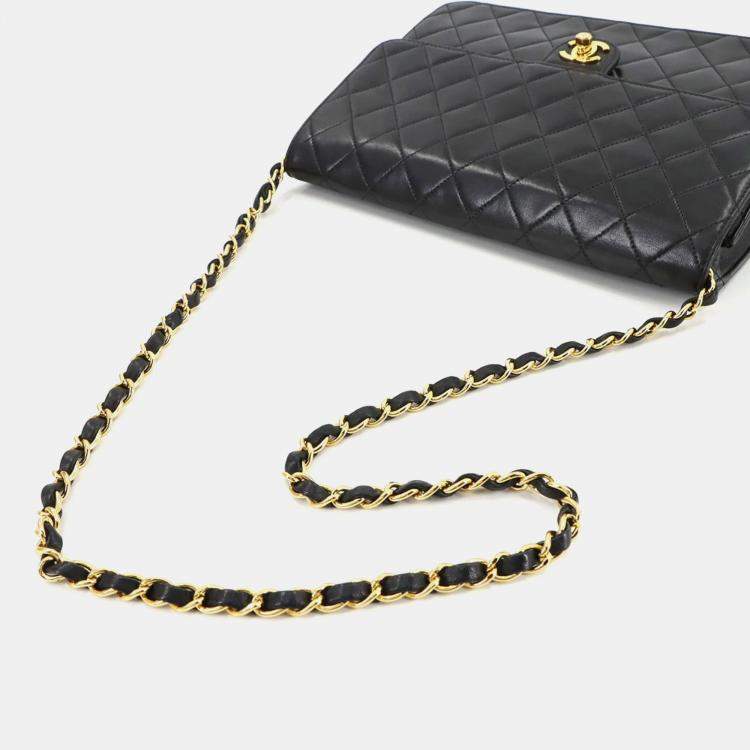 Pre Owned Chanel Flap CC Black Leather Chain Shoulder Bag
