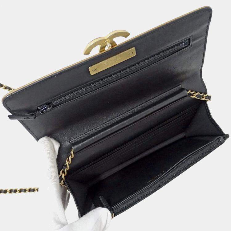 Pre Owned Chanel Black Lambskin Wallet on Chain 