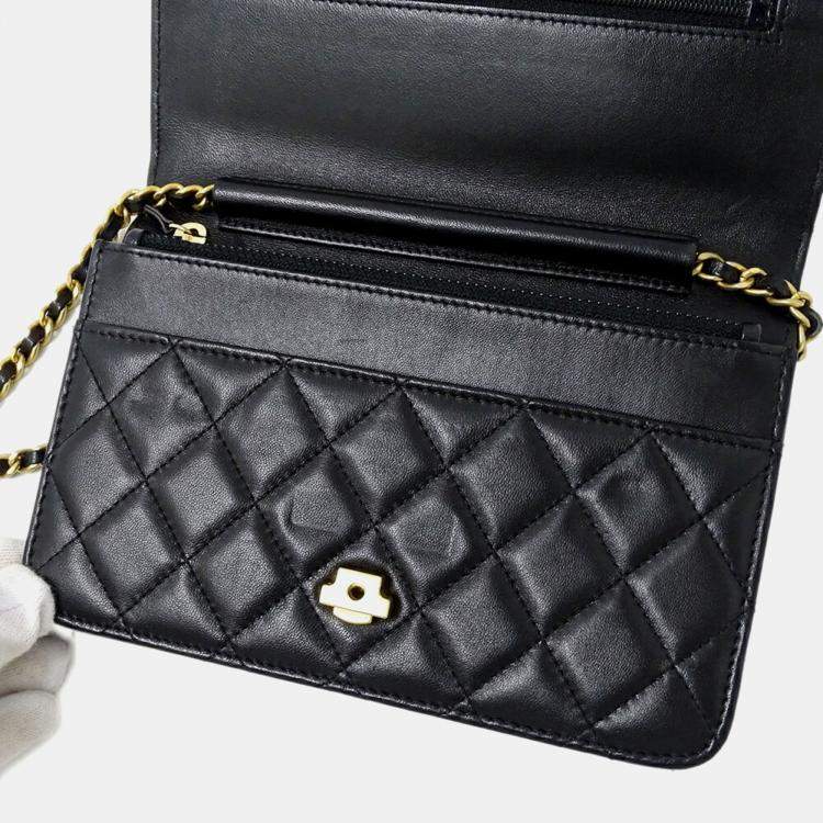 Pre Owned Chanel Black Lambskin Wallet on Chain 
