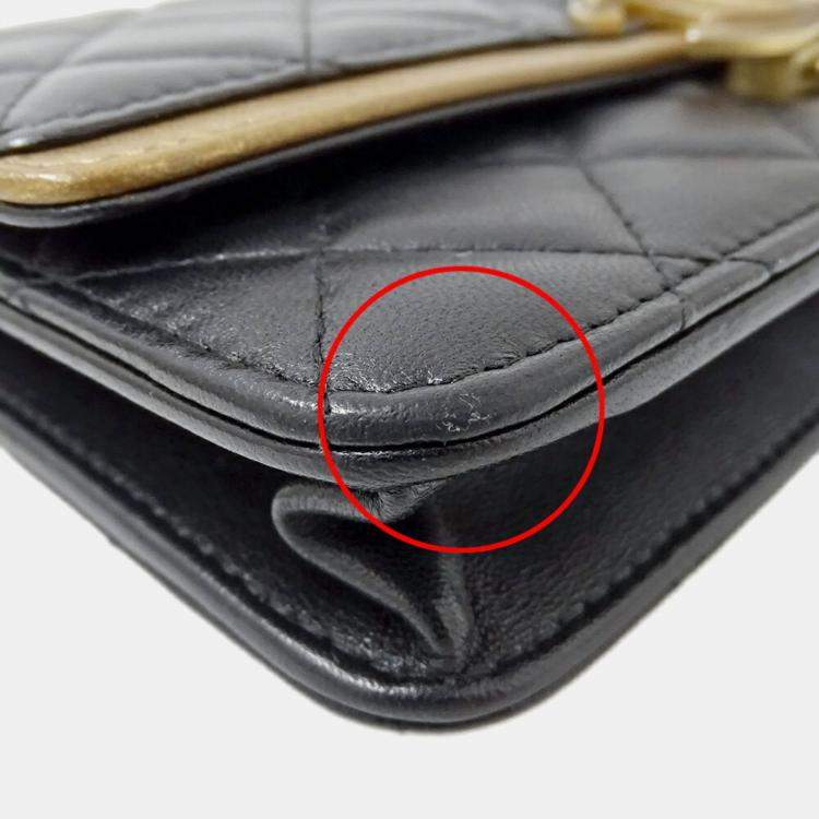 Pre Owned Chanel Black Lambskin Wallet on Chain 