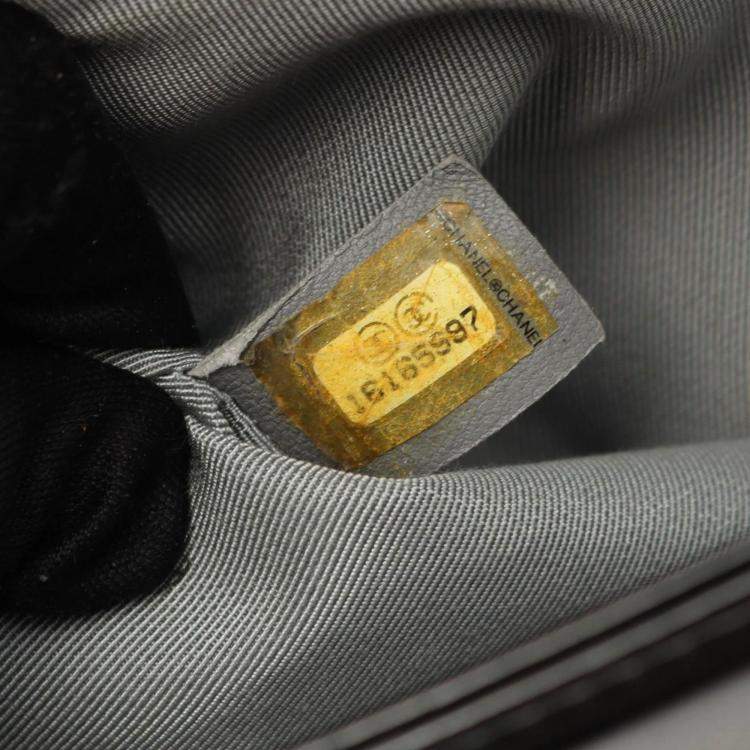 Pre Owned Chanel Boy Black Patent Leather Shoulder Bag