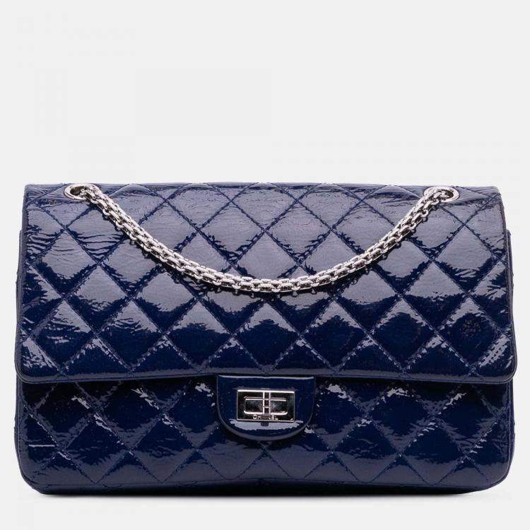 Pre Owned Chanel Blue Reissue 2.55 Patent Double Flap 226