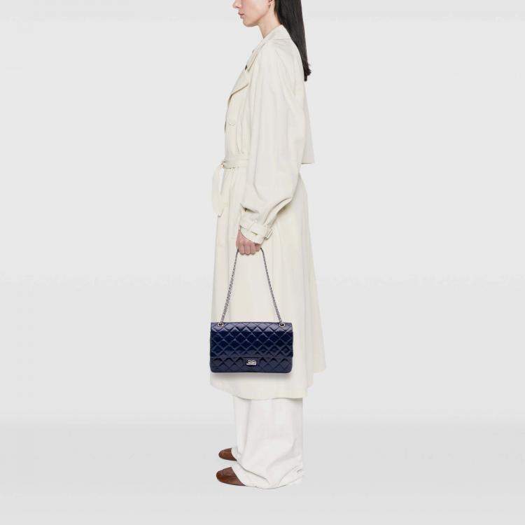 Pre Owned Chanel Blue Reissue 2.55 Patent Double Flap 226