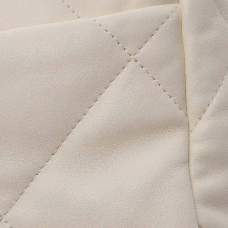 Pre Owned Chanel 19 Flap Medium White Lambskin Shoulder Bag