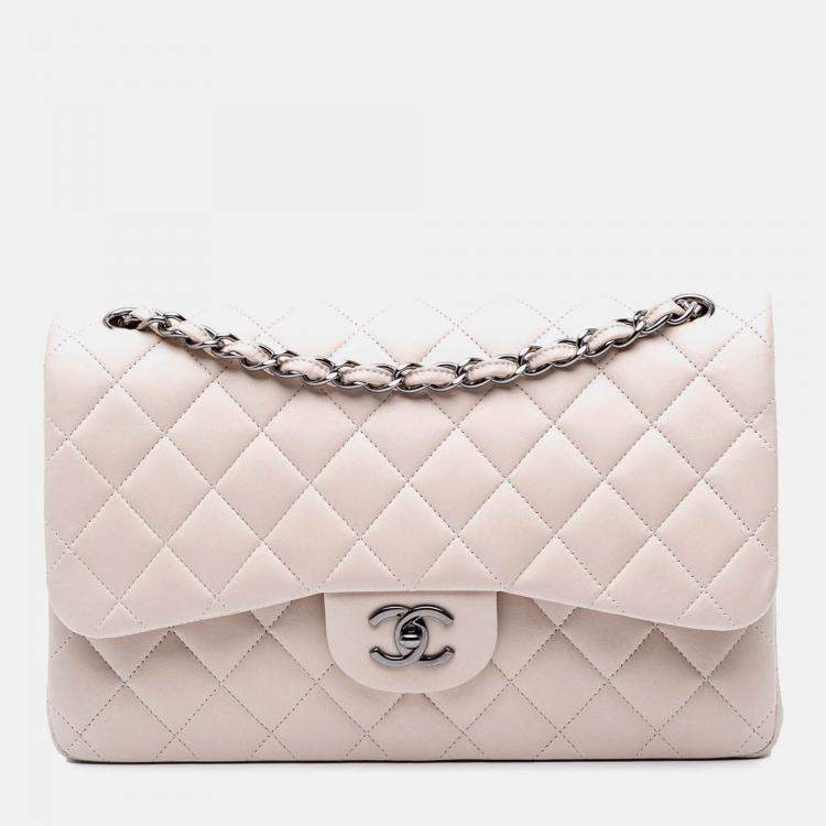 Pre Owned Chanel Classic Double Flap Jumbo Lambskin Shoulder Bag