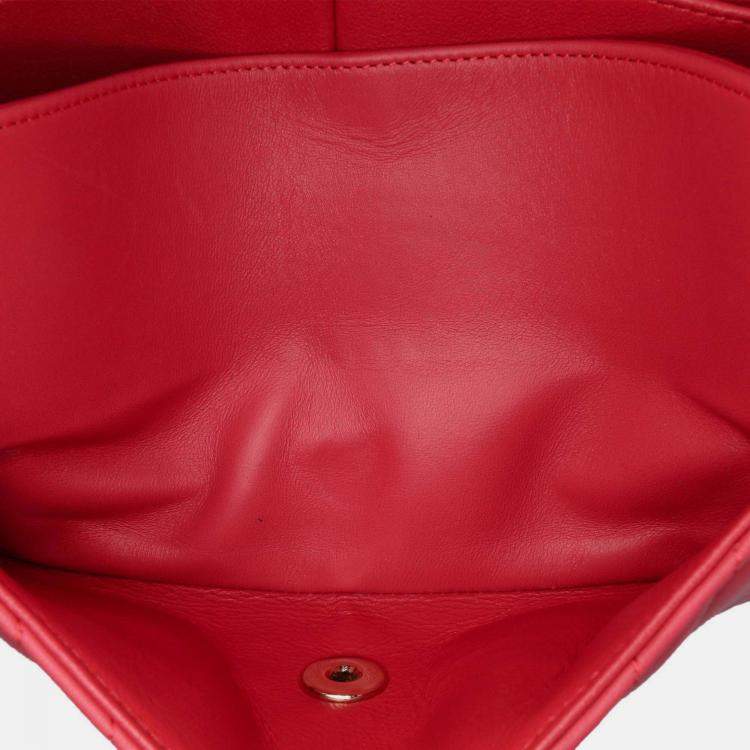 Pre Owned Chanel Classic Double Flap Medium Chevron Lambskin Shoulder Bag