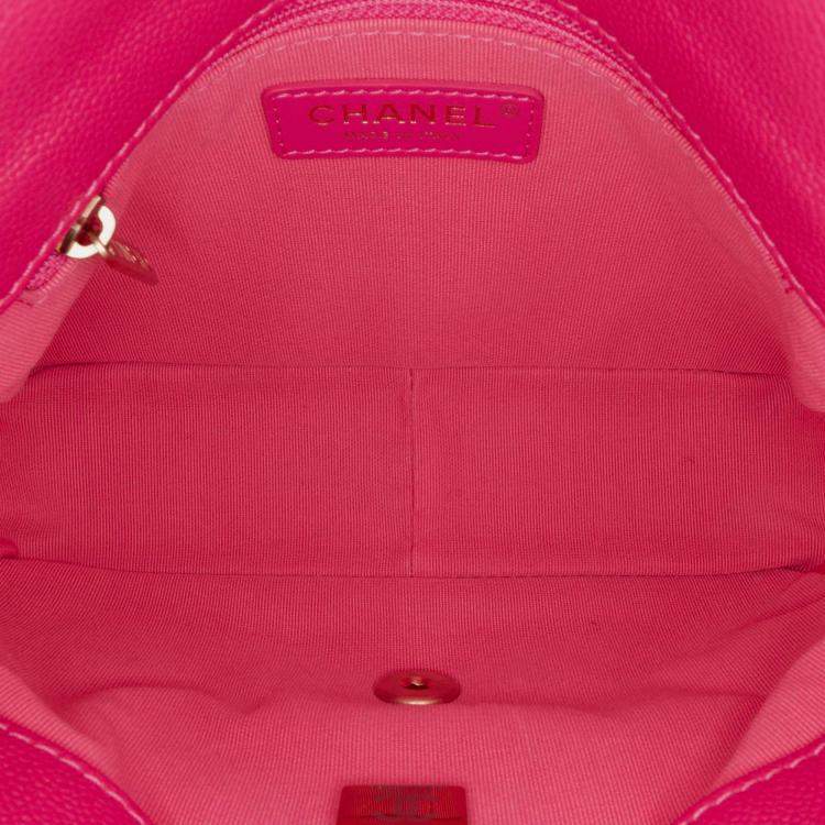 Pre Owned Chanel Chain Melody Flap Small Pink Quilted Caviar Shoulder Bag