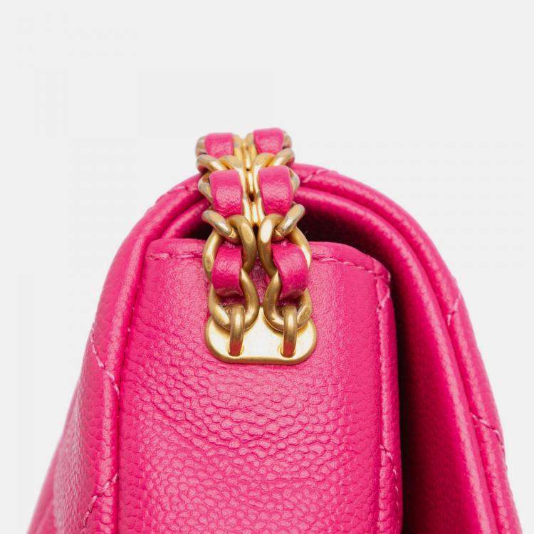 Pre Owned Chanel Chain Melody Flap Small Pink Quilted Caviar Shoulder Bag