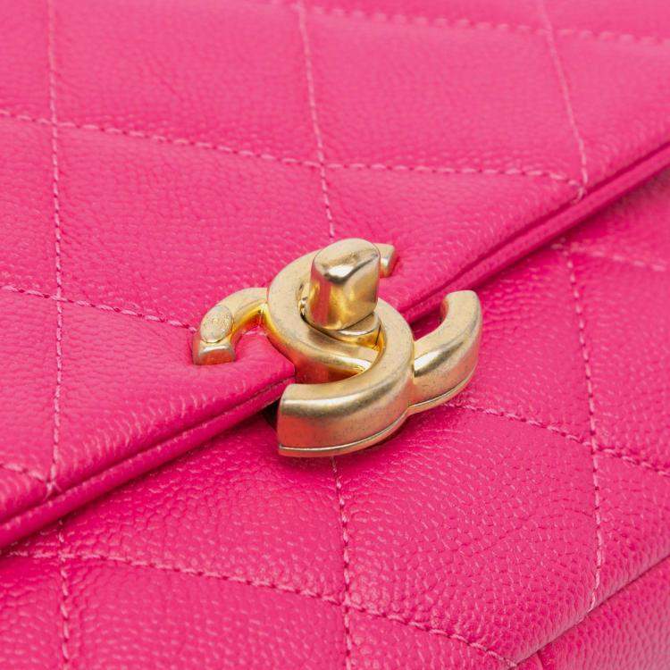 Pre Owned Chanel Chain Melody Flap Small Pink Quilted Caviar Shoulder Bag