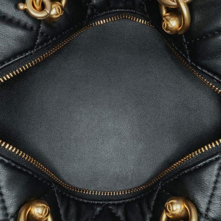Pre Owned Chanel Box Top Handle Satchel Small Black Quilted Lambskin Metiers D'Art Bag