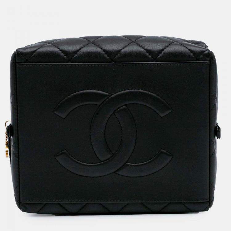 Pre Owned Chanel Box Top Handle Satchel Small Black Quilted Lambskin Metiers D'Art Bag