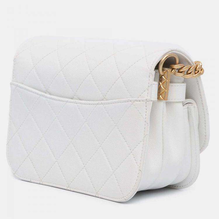 Pre Owned Chanel CC Flap Crossbody Quilted Caviar Bag