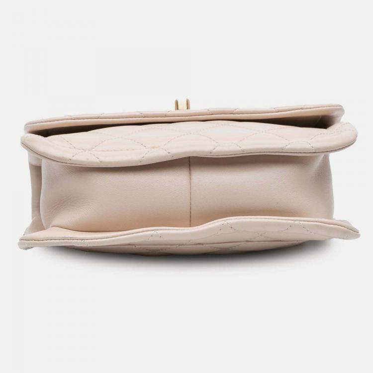 Pre Owned Chanel Button On Top Flap Small Lambskin Bag