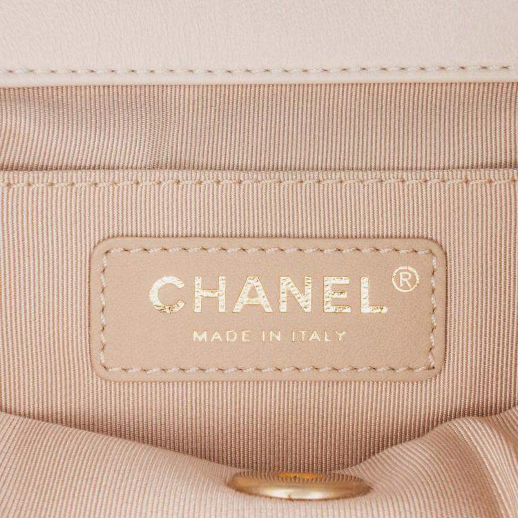 Pre Owned Chanel Button On Top Flap Small Lambskin Bag