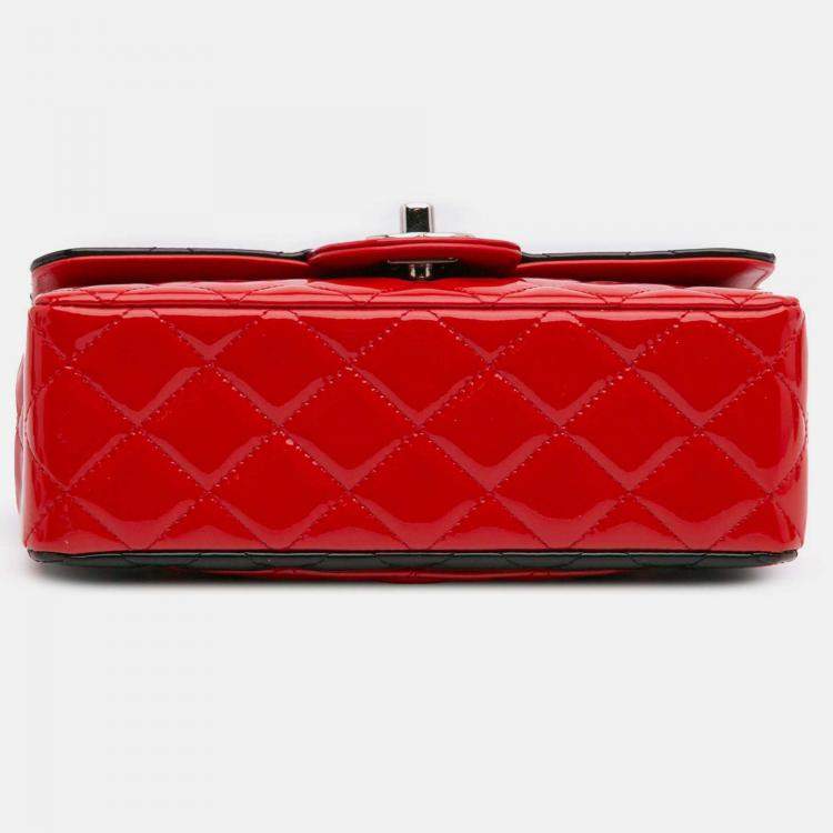Pre Owned Chanel Single Flap Mini Rectangular Bicolor Patent Bag