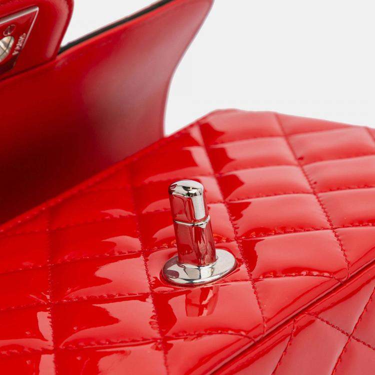 Pre Owned Chanel Single Flap Mini Rectangular Bicolor Patent Bag
