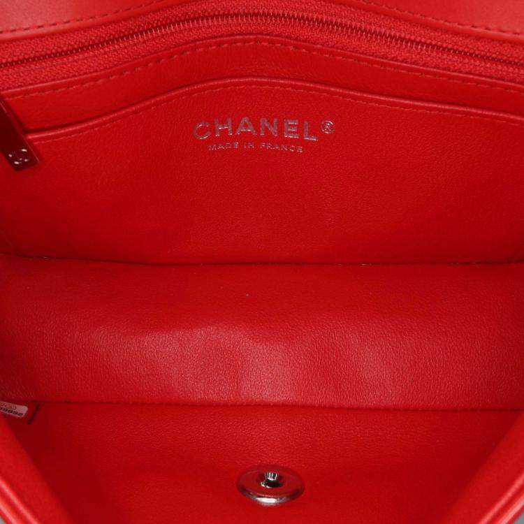 Pre Owned Chanel Classic Single Flap Mini Rectangular Bicolor Patent Bag