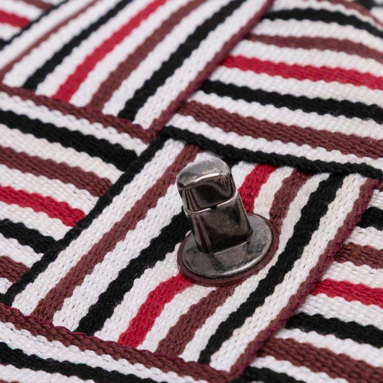 Pre Owned Chanel Stripe Flap CC Canvas Bag