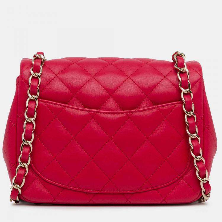 Pre Owned Chanel Classic Single Flap Mini Square Lambskin Bag