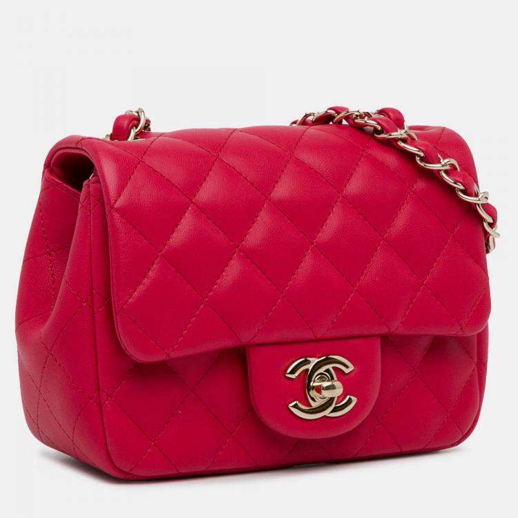 Pre Owned Chanel Classic Single Flap Mini Square Lambskin Bag