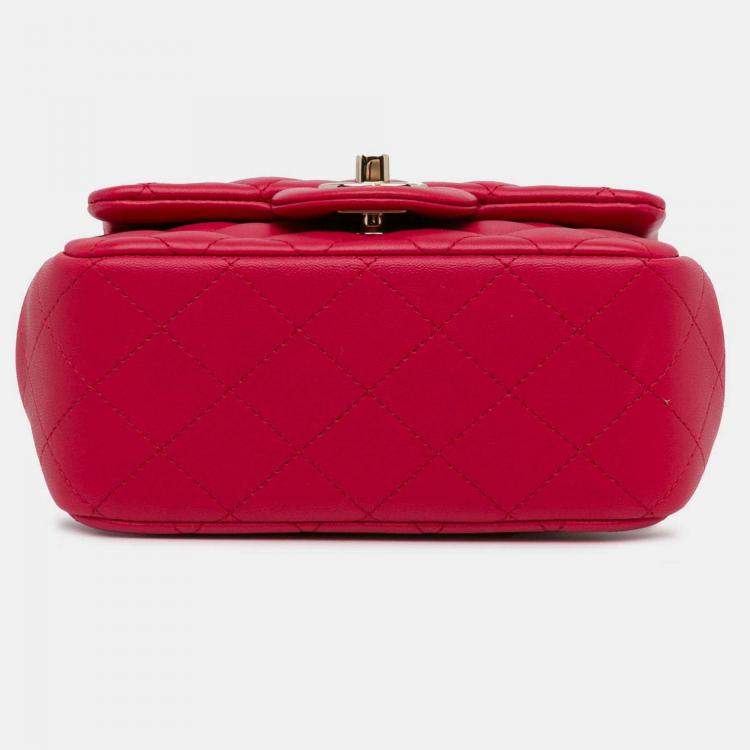 Pre Owned Chanel Classic Single Flap Mini Square Lambskin Bag