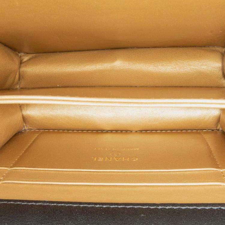 Pre Owned Chanel Card Holder On Chain Quilted Calfskin Strass Bag