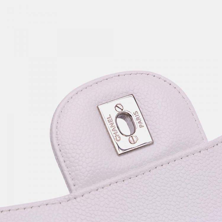 Pre Owned Chanel White Jumbo Classic Caviar Double Flap