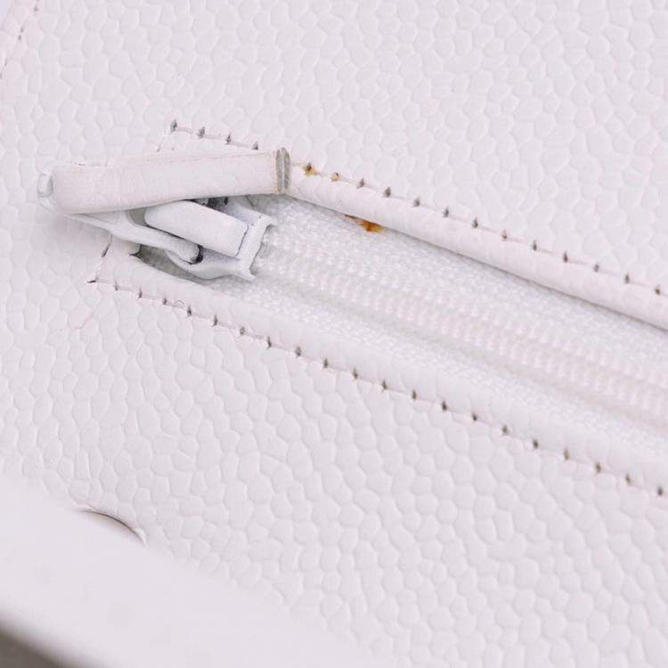 Pre Owned Chanel White Jumbo Classic Caviar Double Flap