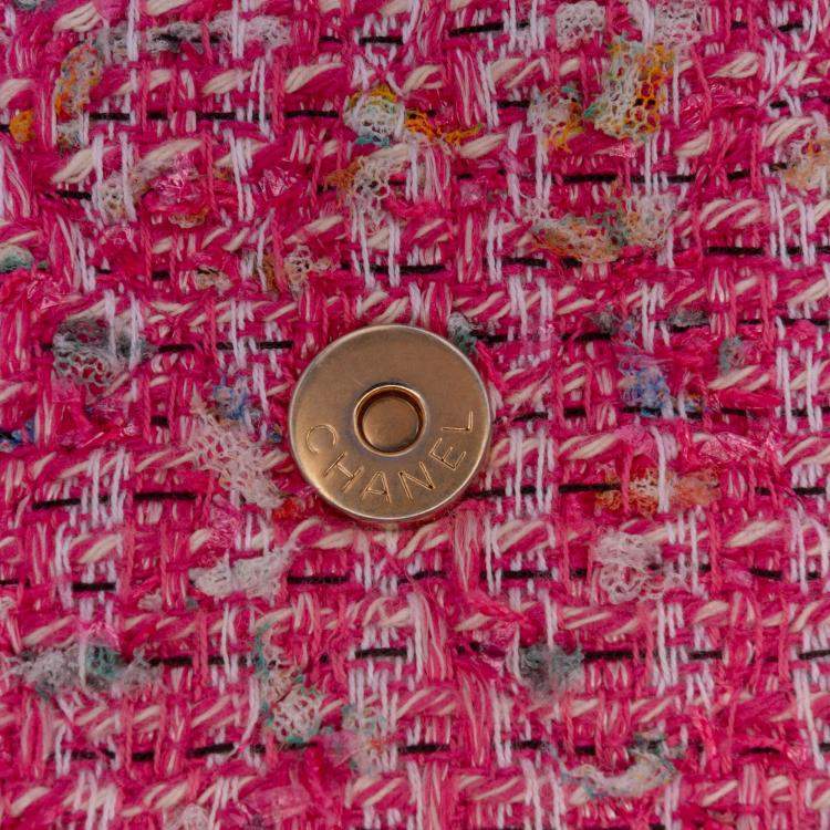Pre Owned Chanel Pink Small Tweed CC Filigree Flap