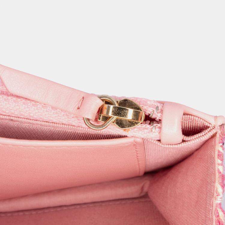 Pre Owned Chanel Pink Small Tweed CC Filigree Flap