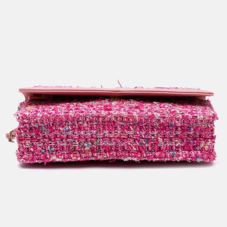 Pre Owned Chanel Pink Small Tweed CC Filigree Flap