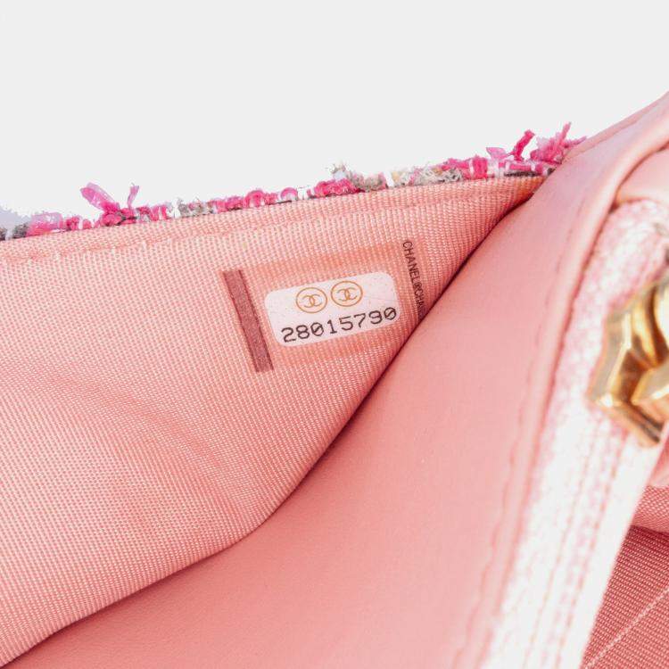 Pre Owned Chanel Pink Small Tweed CC Filigree Flap