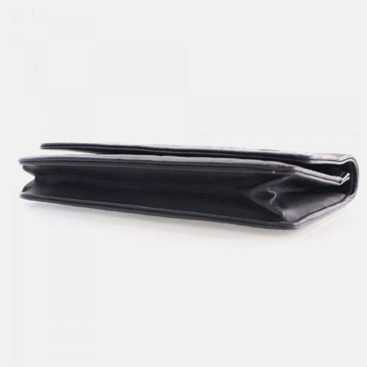 Pre Owned Chanel Camellia Black Lambskin Wallet On Chain