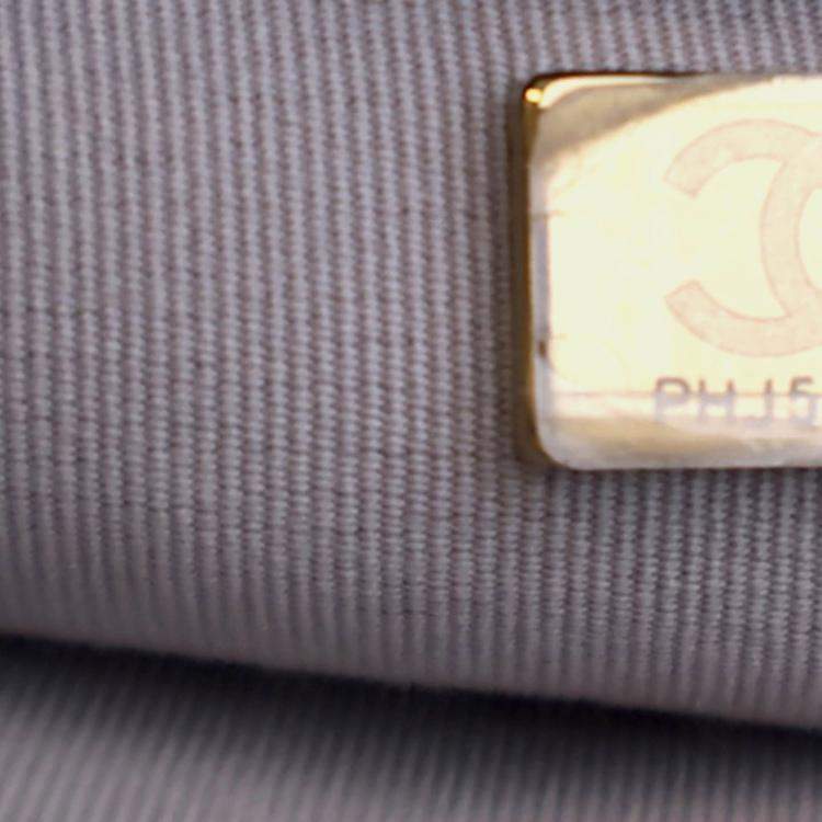 Pre Owned Chanel Small Grey Lambskin Chain Top Handle Flap Bag 