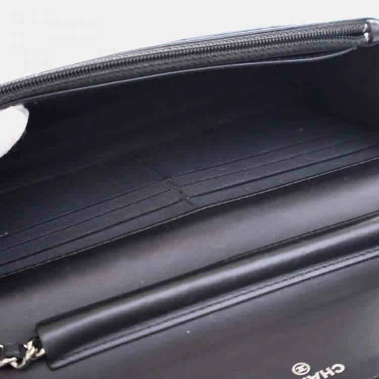 Pre Owned Chanel Classic Wallet On Chain Black Patent Leather Wallet On Chain 