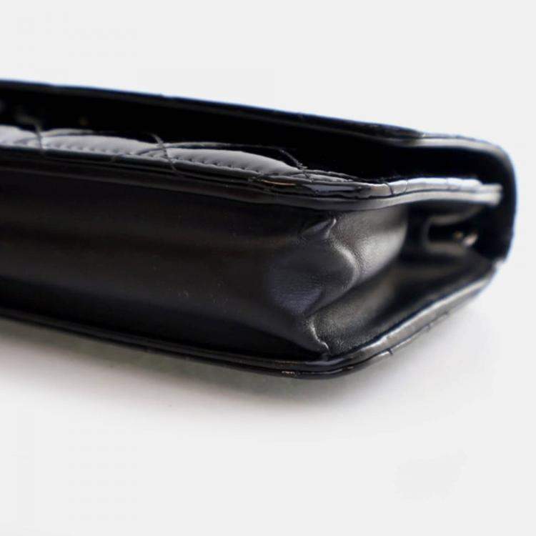 Pre Owned Chanel Classic Wallet On Chain Black Patent Leather Wallet On Chain 