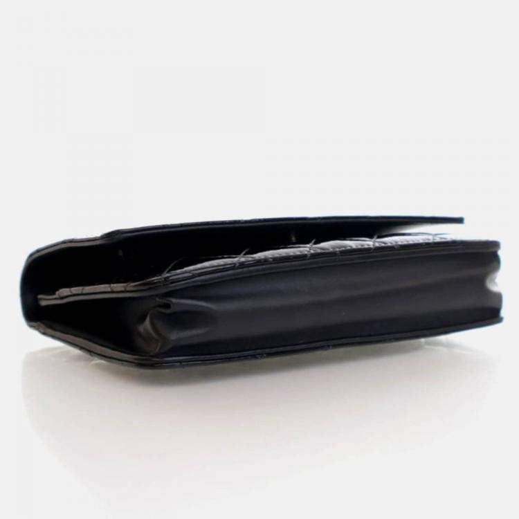Pre Owned Chanel Classic Wallet On Chain Black Patent Leather Wallet On Chain 