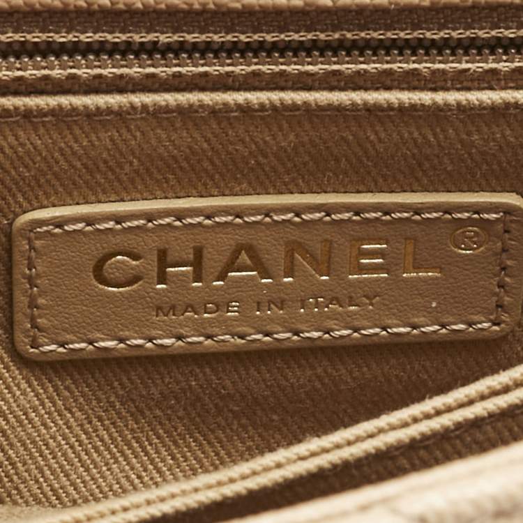 Pre Owned Chanel Beige/Brown Quilted Caviar Leather Mini Coco Top Handle Bag