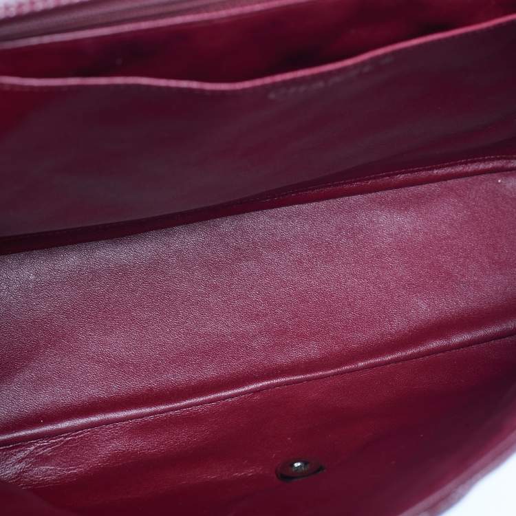Pre Owned Chanel Dark Red Quilted Caviar Leather Maxi Classic Single Flap Bag