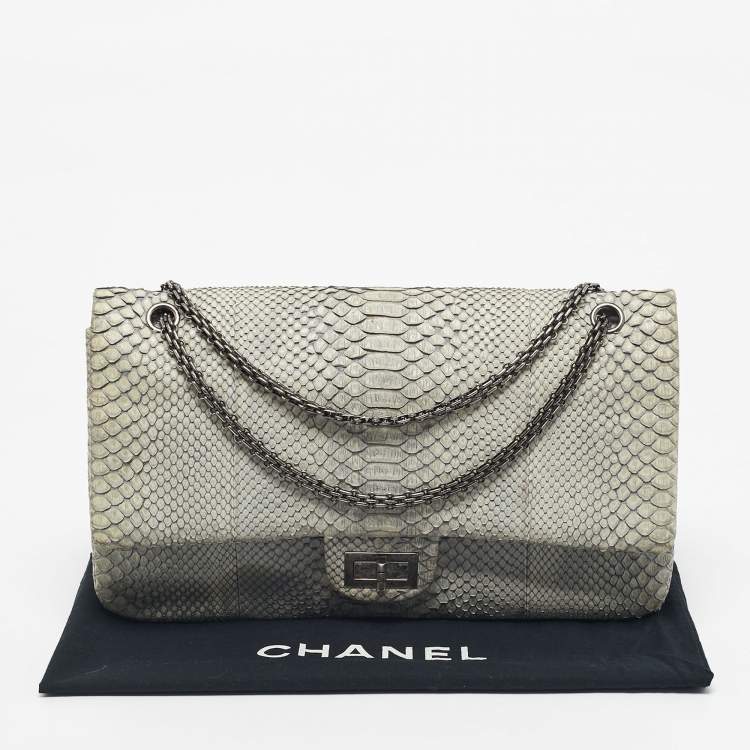 Pre Owned Chanel Grey Python Reissue 2.55 Classic 228 Flap Bag