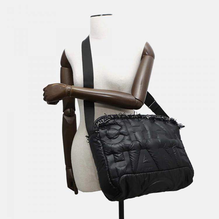 Pre Owned Chanel Coco Neige Black Nylon Shoulder Bag