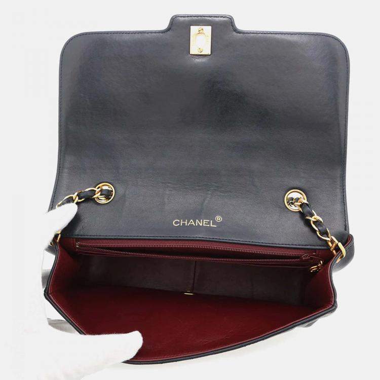 Pre Owned Chanel Diana Navy Lambskin Chain Shoulder Bag