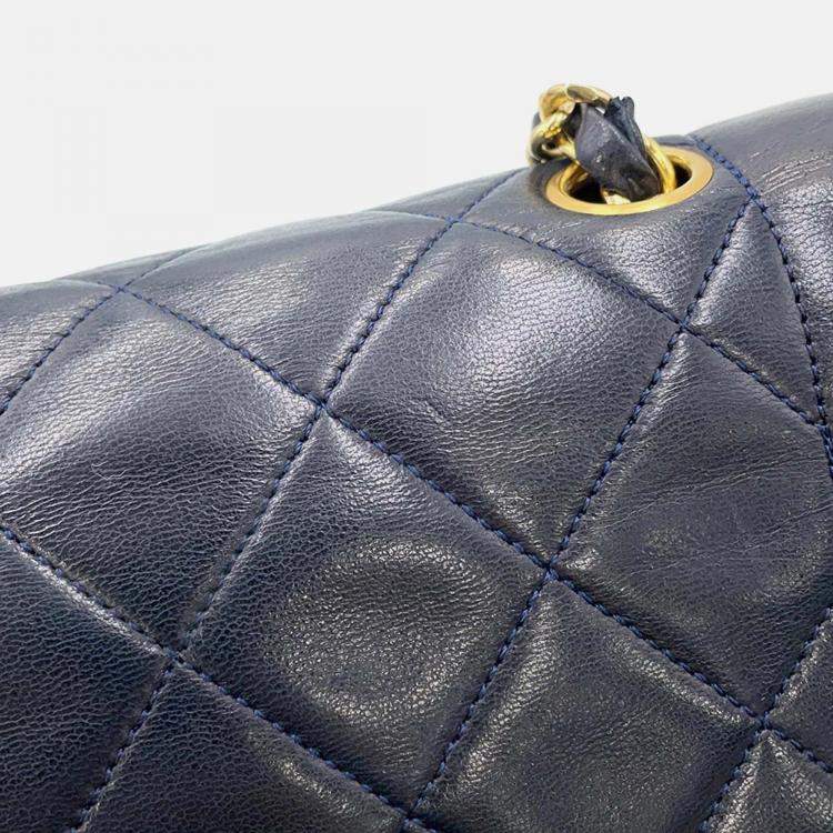 Pre Owned Chanel Diana Navy Lambskin Chain Shoulder Bag