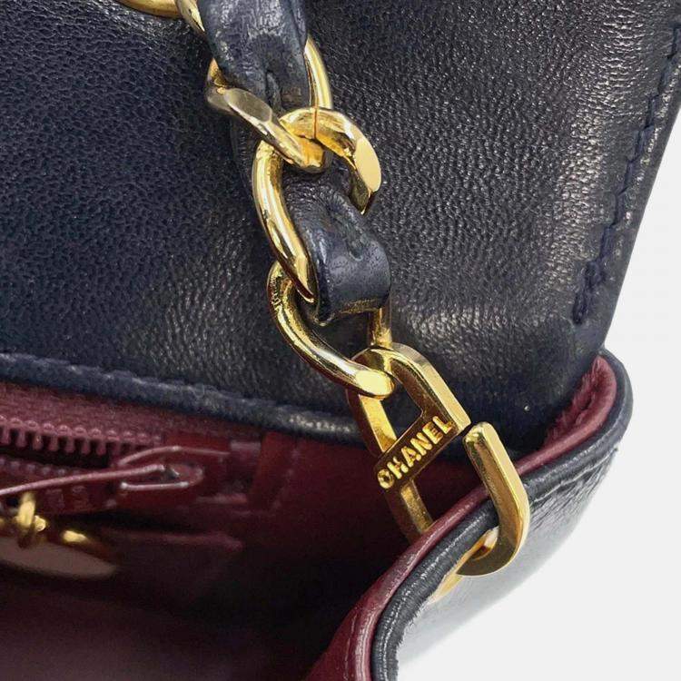 Pre Owned Chanel Diana Navy Lambskin Chain Shoulder Bag