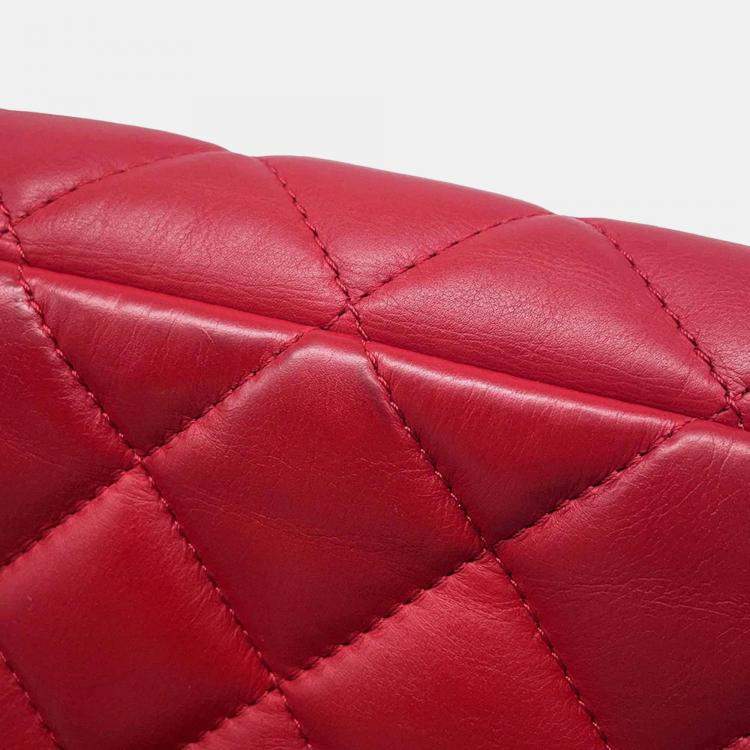 Pre Owned Chanel Nailed CC Mini Red Lambskin Chain Shoulder Bag