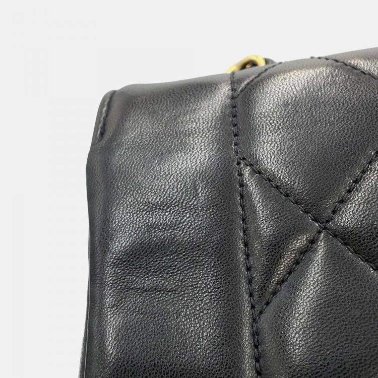 Pre Owned Chanel Diana Matelasse Black Lambskin Chain Shoulder Bag