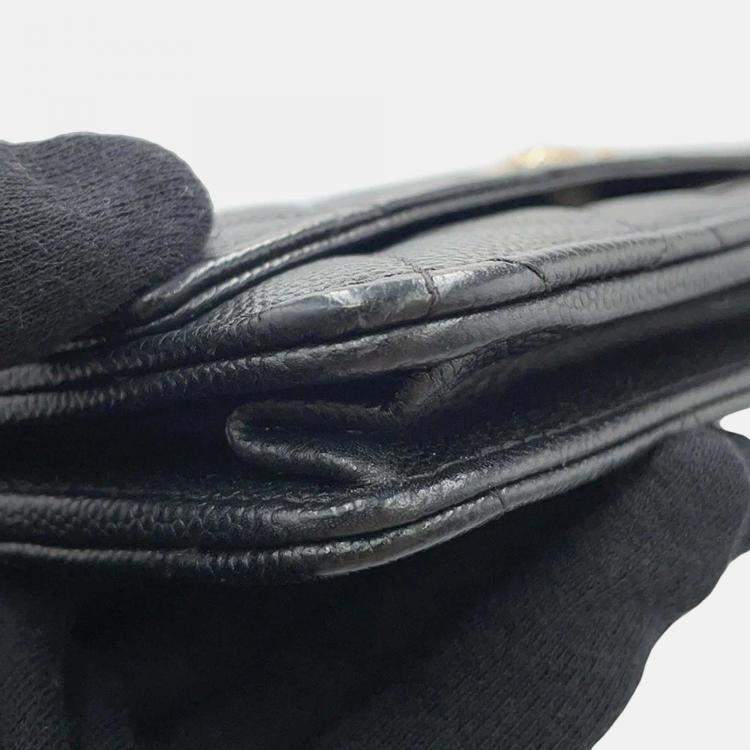 Pre Owned Chanel Classic Black Caviar Leather Wallet On Chain 