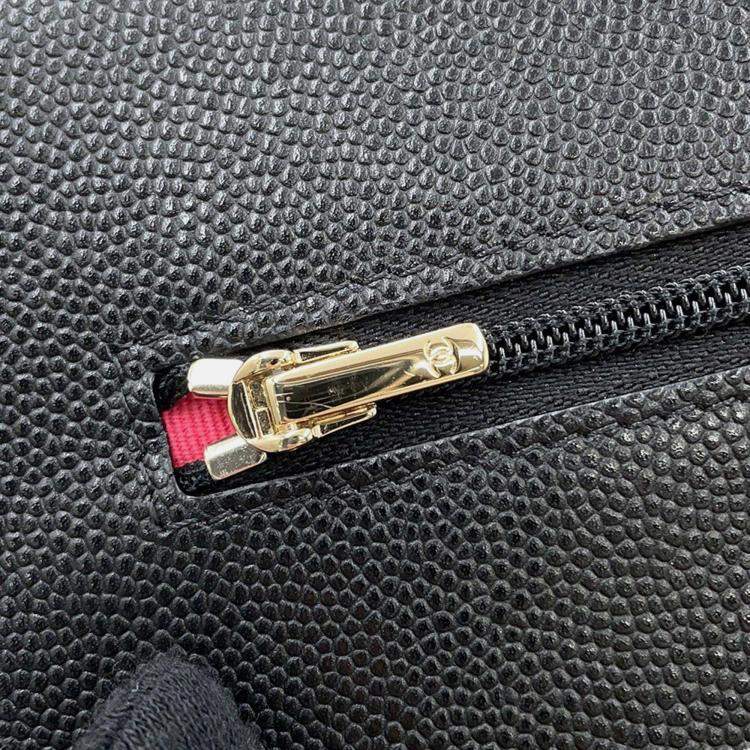 Pre Owned Chanel Classic Black Caviar Leather Wallet On Chain 