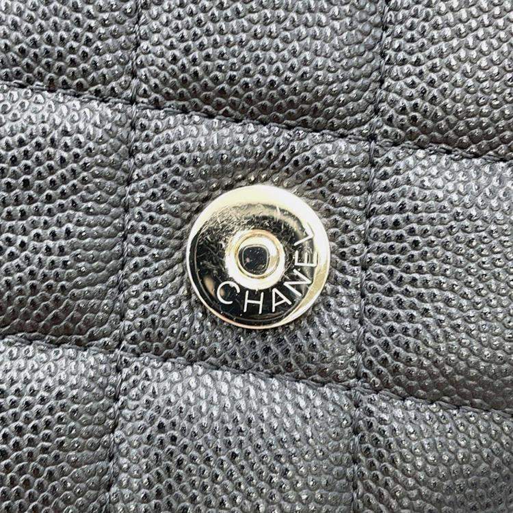 Pre Owned Chanel Classic Black Caviar Leather Wallet On Chain 
