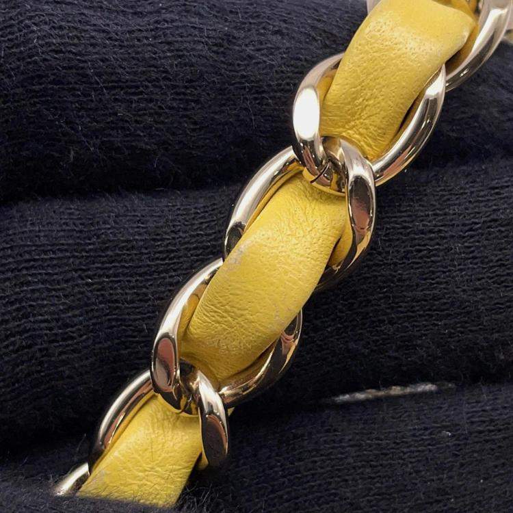 Pre Owned Chanel Turnlock CC Mini Yellow Tweed Chain Shoulder Bag